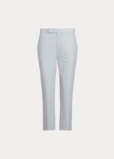 Pantalones Polo Ralph Lauren Mujer Azules / Blancos - Cotton Seersucker - WKASE2543